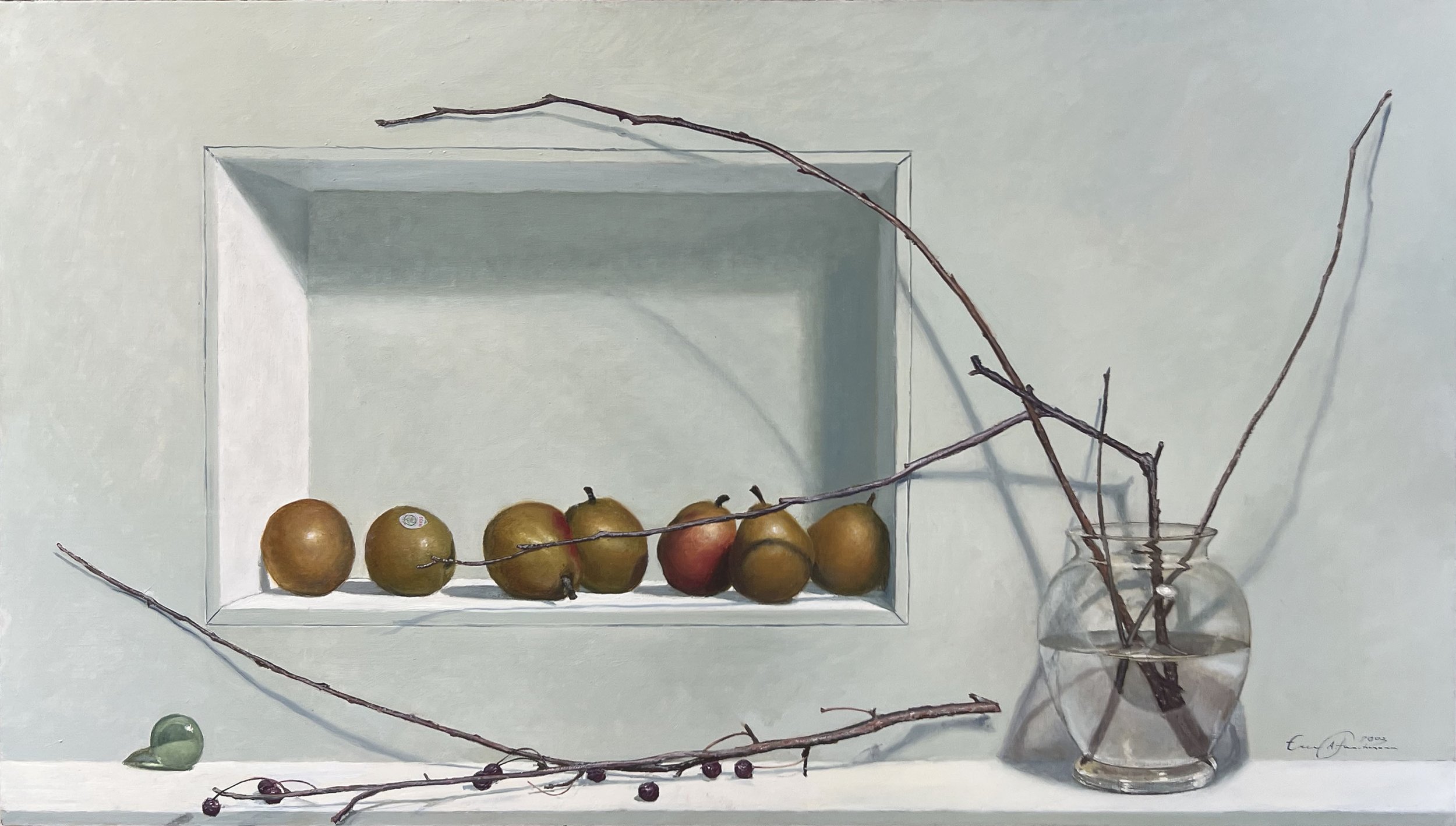 SOLD Recess, 2003, oil on board, 15.5 x 28.45 in.