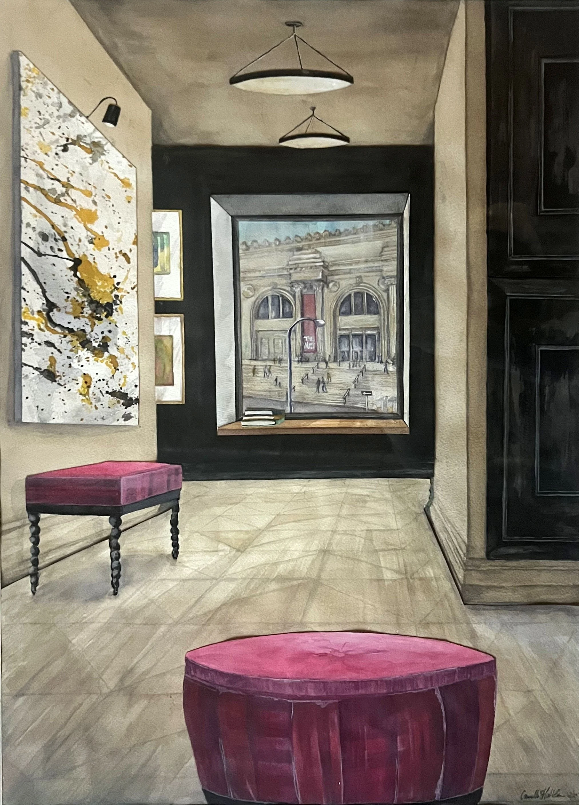 SOLD The Met, 2025, watercolor on paper, 27 x 19 in.