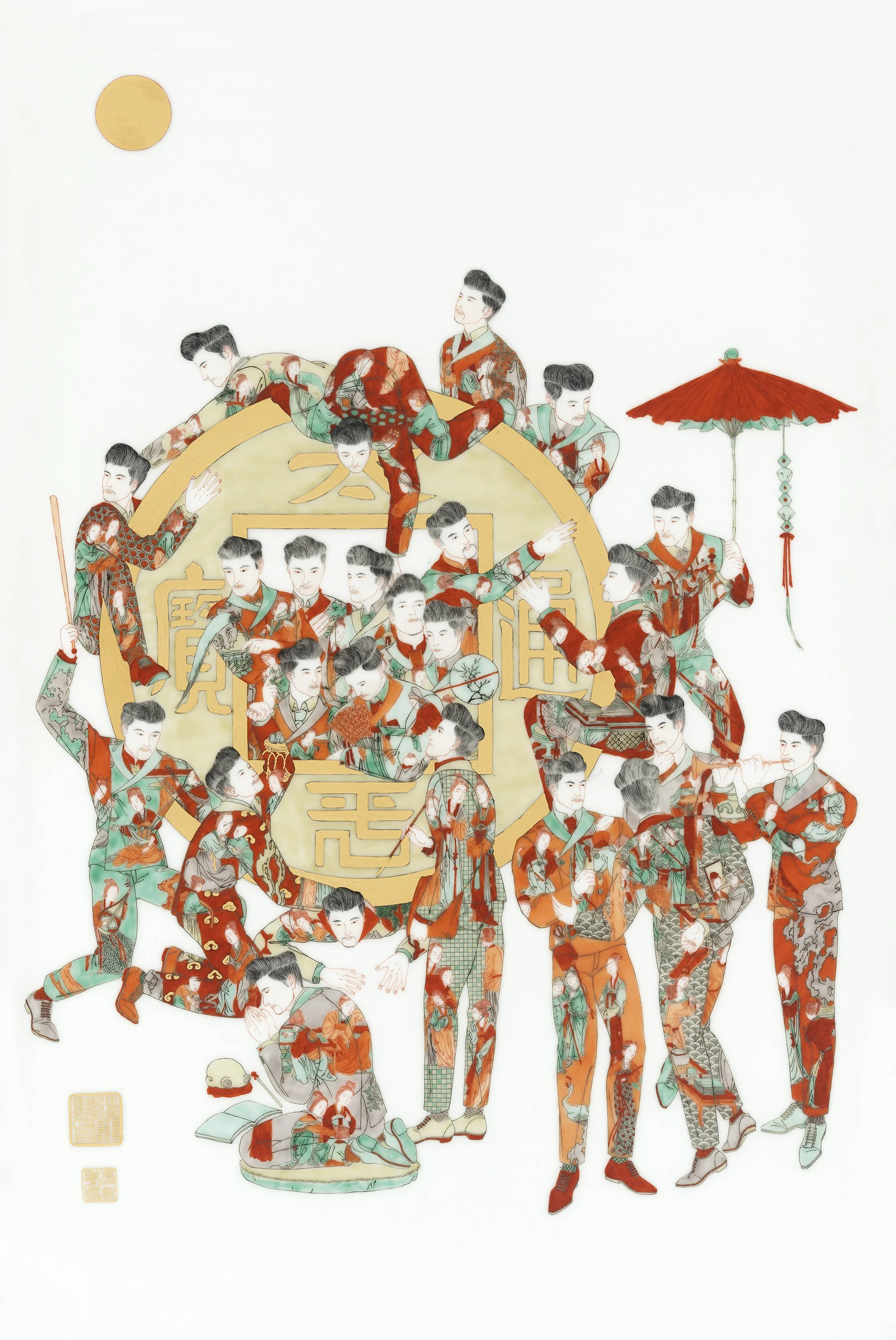 Chinese New Year - May your Ventures be prosperous!, 2025, overglaze five colors ceramic painting, 23.5 x 15.75 in.