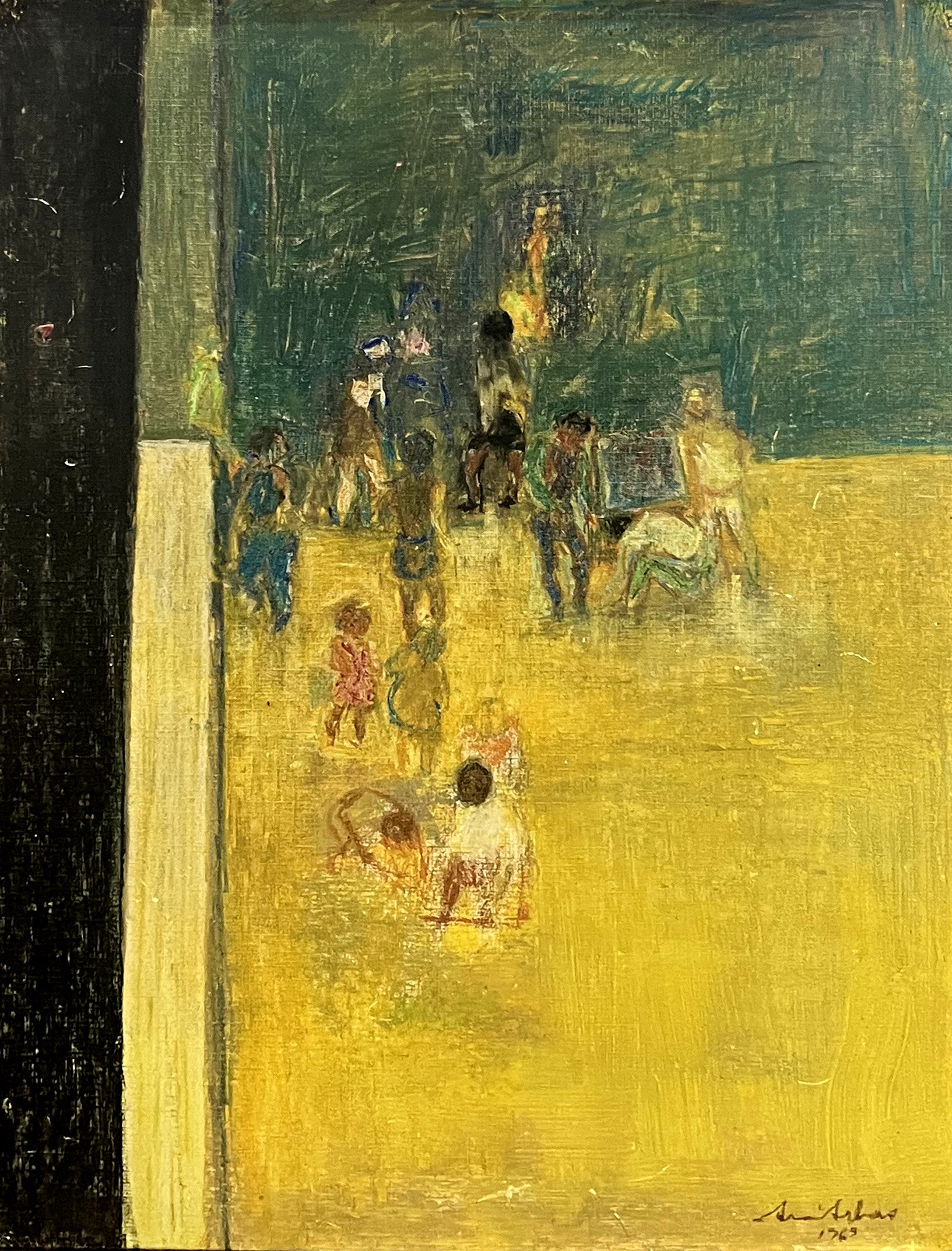 Family at the Beach, 1969, oil on canvas, 30 x 20 in.