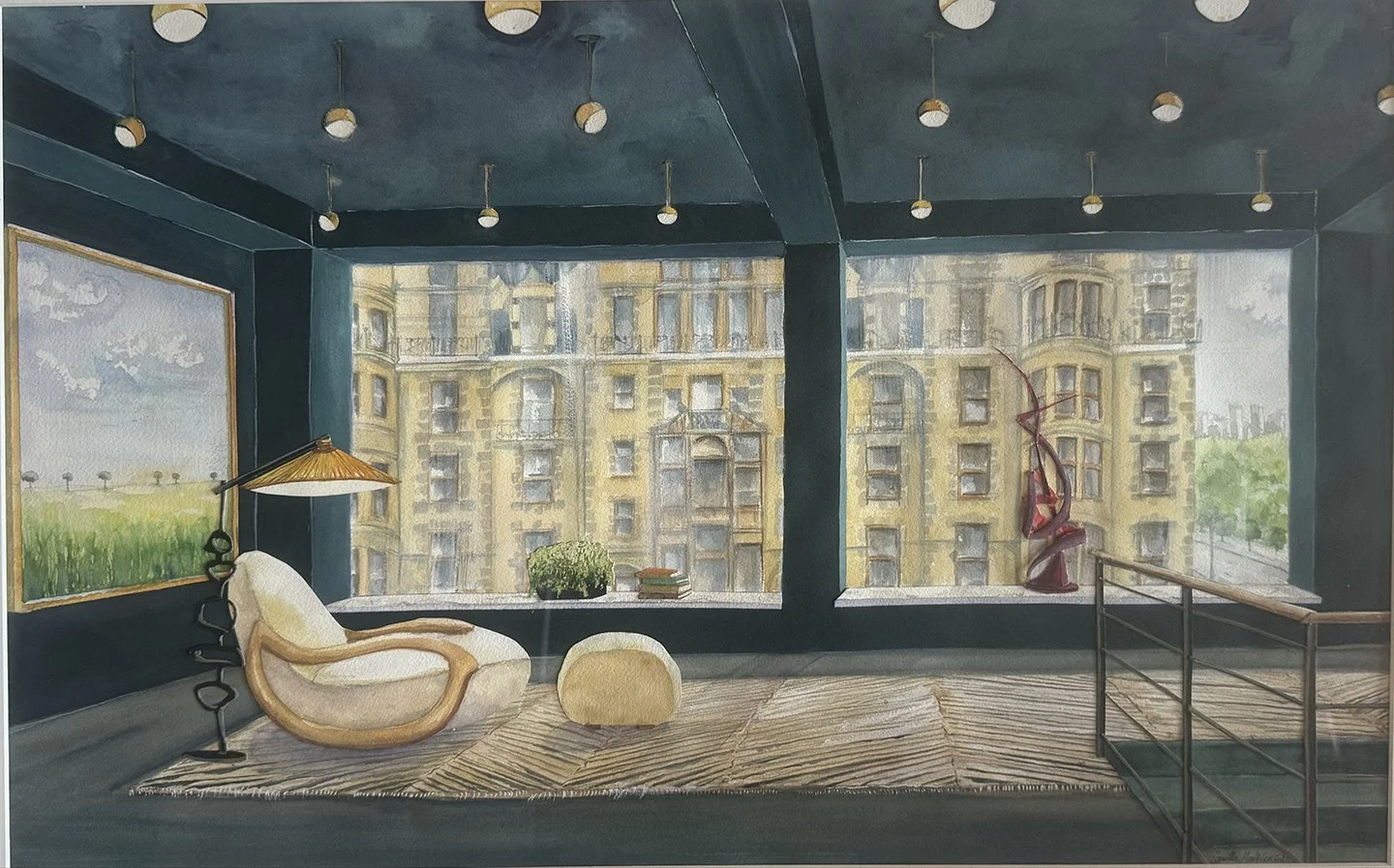 SOLD Dakota, 2025, watercolor on paper with collage, 18 x 24"