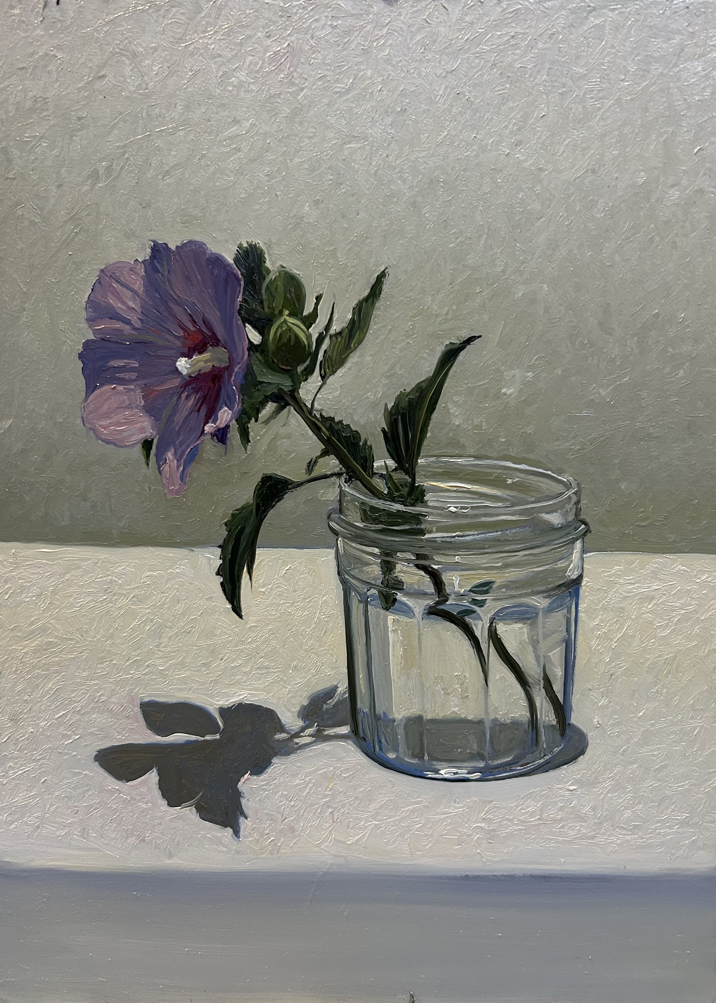 Leaning Rose of Sharon, 2026, oil on panel, 13 x 9.5 in.