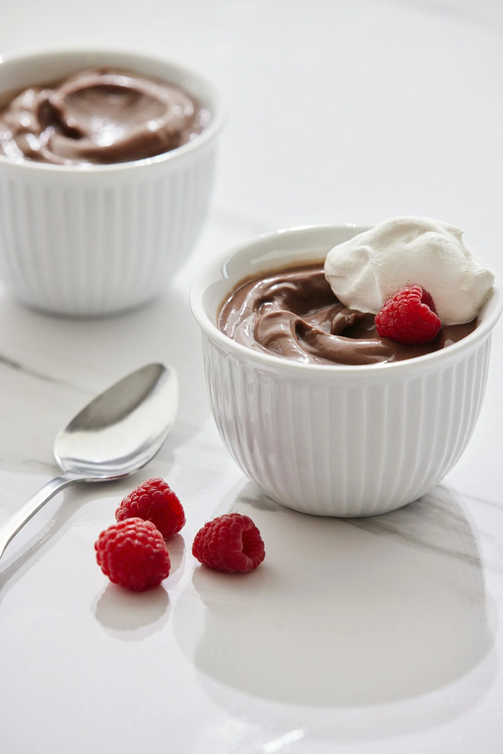 Chocolate Mousse with Chantilly Cream &amp; Raspberry Coulis