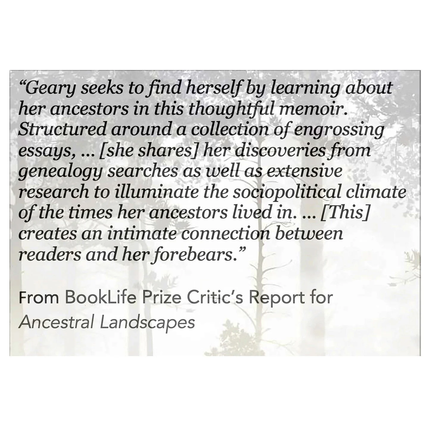 Sharing this recent thoughtful review of #ancestrallandscapes by #booklifeprize @torchflamebooks #genealogy #ancestors