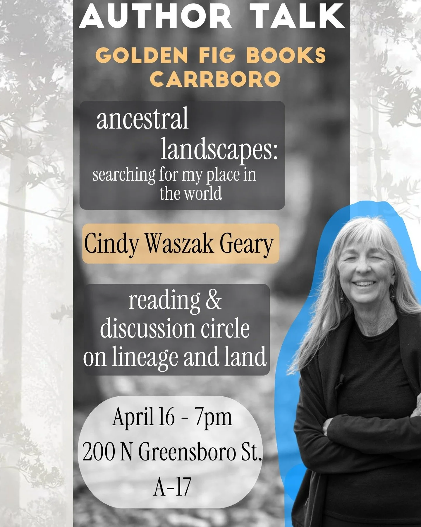 If you are in the area and available, please come join me at @goldenfigcarrboro on April 16 at 7pm. If you have never been to Golden Fig Books in Carrboro, you are in for a treat....it is such a lovely #bookshop! Thank you Golden Fig for this opportu