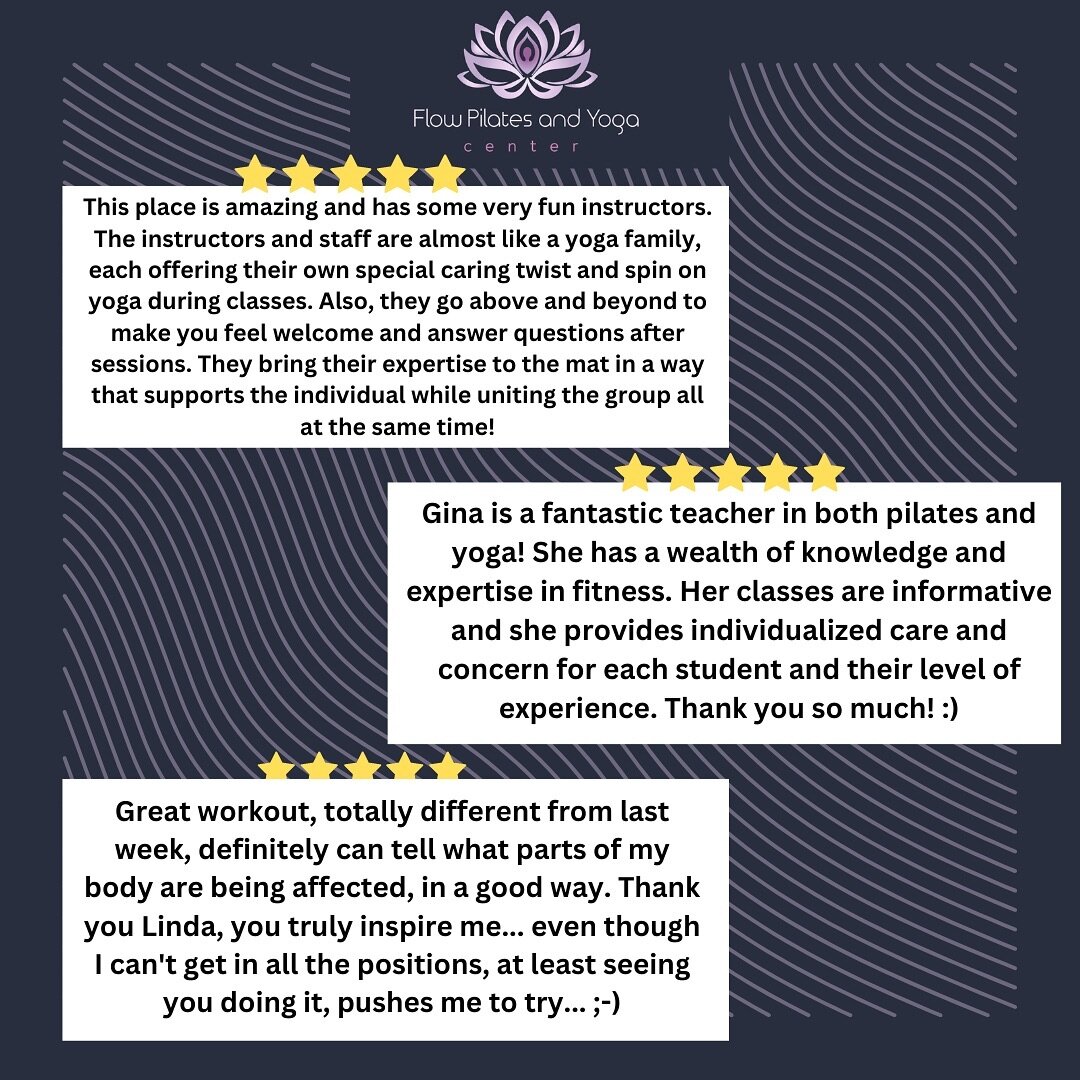 We love hearing about our students experiences at FLOW! You can share your feedback on Google or through wellness living! 

#5star #yoga #pilates #testimonials #yogatampa #pilateslovers #yogi #tampa #oldsmar #westchase