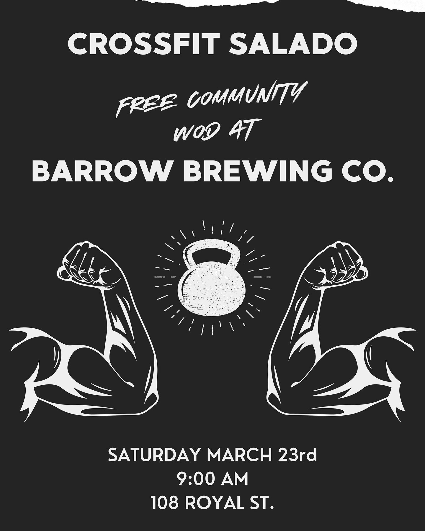 We are so excited to partner with @barrowbeer for a fun free community workout! Please let us know if you plan on coming so we can make sure we have enough equipment. We may also need some help bringing equipment from the gym over to the brewery that