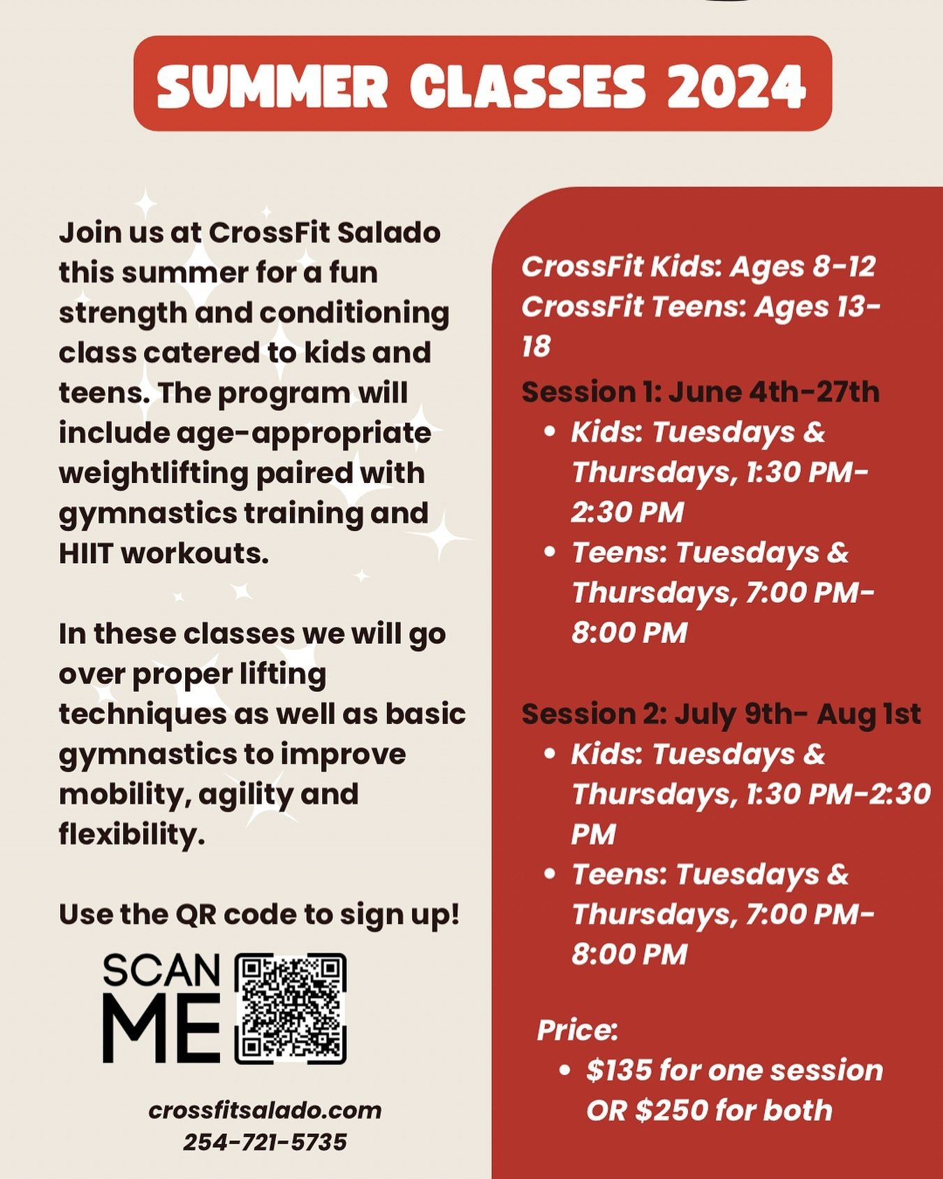 CrossFit Kids and Teens summer classes are here! Now is the time to plan! ⁣
⁣
Want to keep your kiddos fit and ready for sports the next year? Sign them up for our CrossFit classes. These classes will be catered to age appropriate lifting and workout