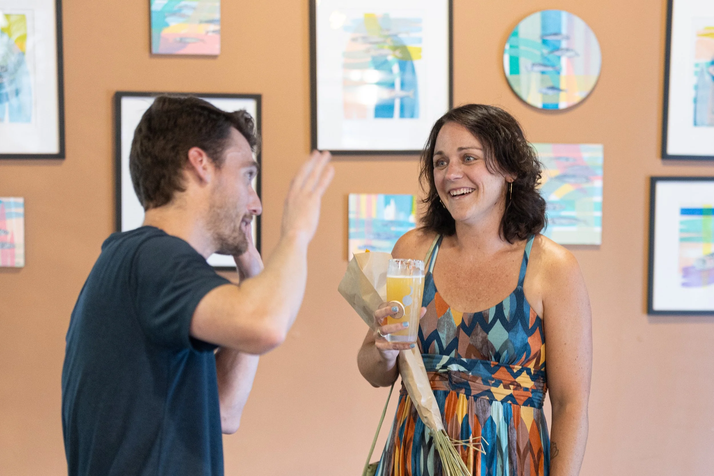 Leah Barranco a local Vermont artist at her opening reception of Color & Scale at Four Quarters Brewing