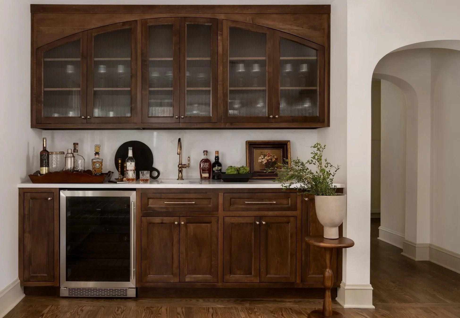 Whitefish Bay Tudor dining room with custom built in bar