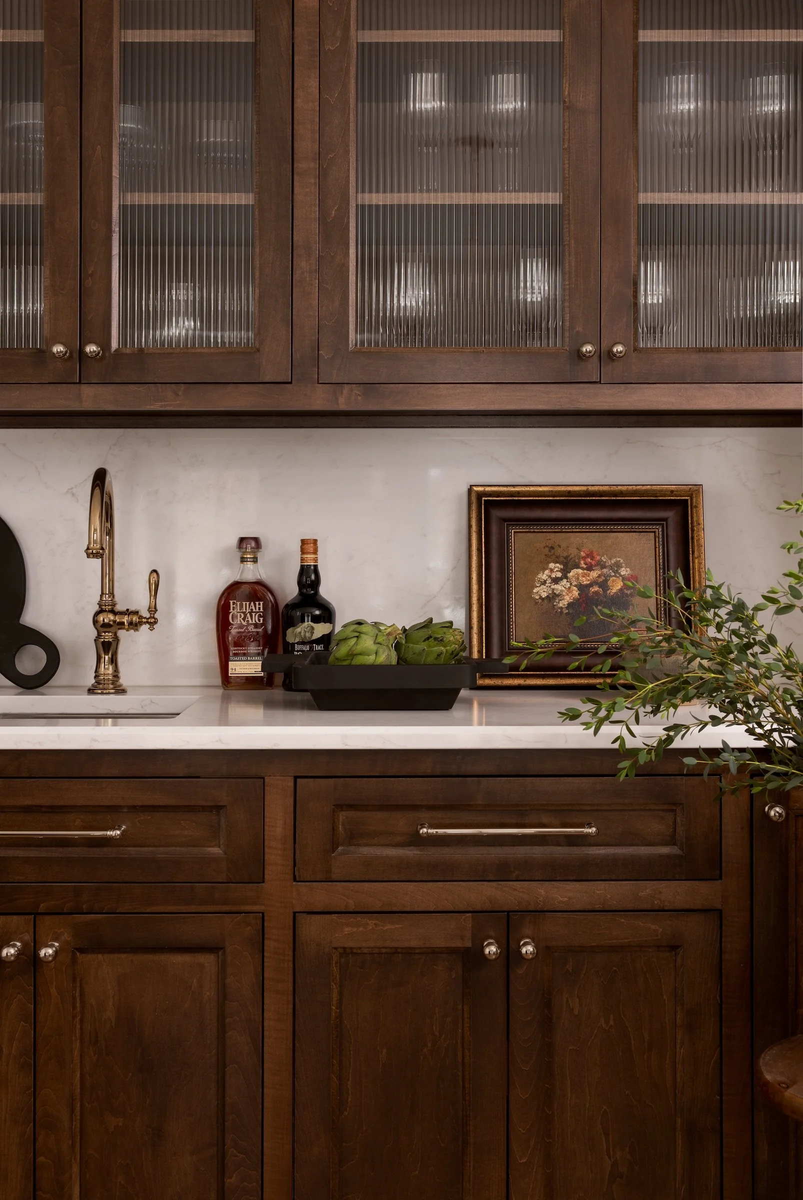 Whitefish Bay Tudor dining room with custom built in bar