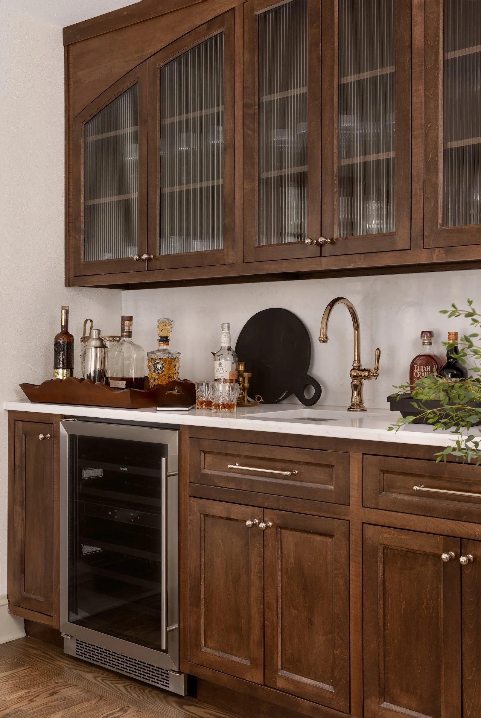 Whitefish Bay Tudor custom bar and wood cabinets 