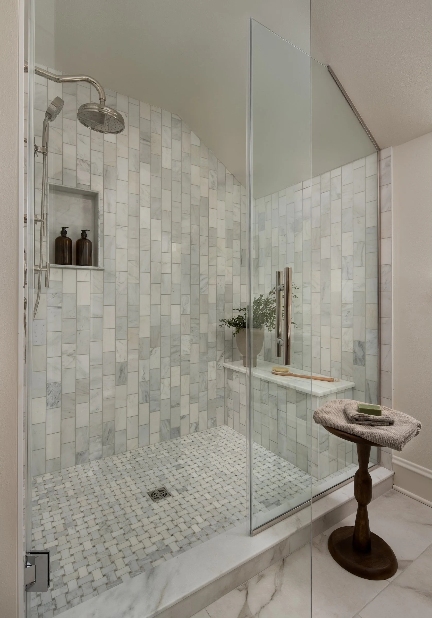 Whitefish Bay Tudor primary bathroom shower