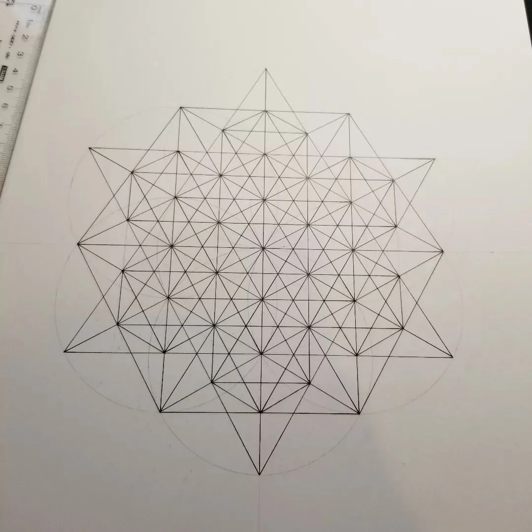 New sacred geometry project. 64 star tetrahedron
#saraheslingtonvc #sacredgeometry #sacredgeometryart #artwork #originalart #originalartwork #mandalaart #mandala #mandalalove #energyart #energeticart #64startetrahedron #tetrahedron #yogaart #spiritu
