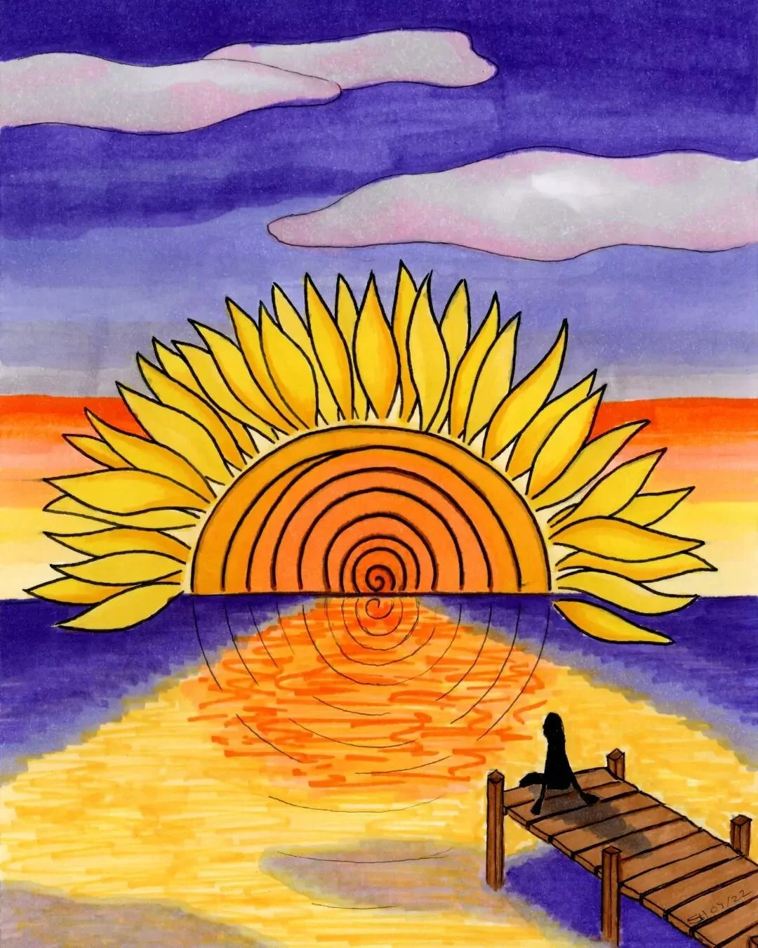Gaze at the sun with wonder and awe
Allow its glowing rays to meld with your being
Feel the warm inside and allow it radiate outward
Be the sun for another's dark world.
Happy Wednesday
#saraheslingtonvc #mandala #mandalaart #mandalalove #instaart