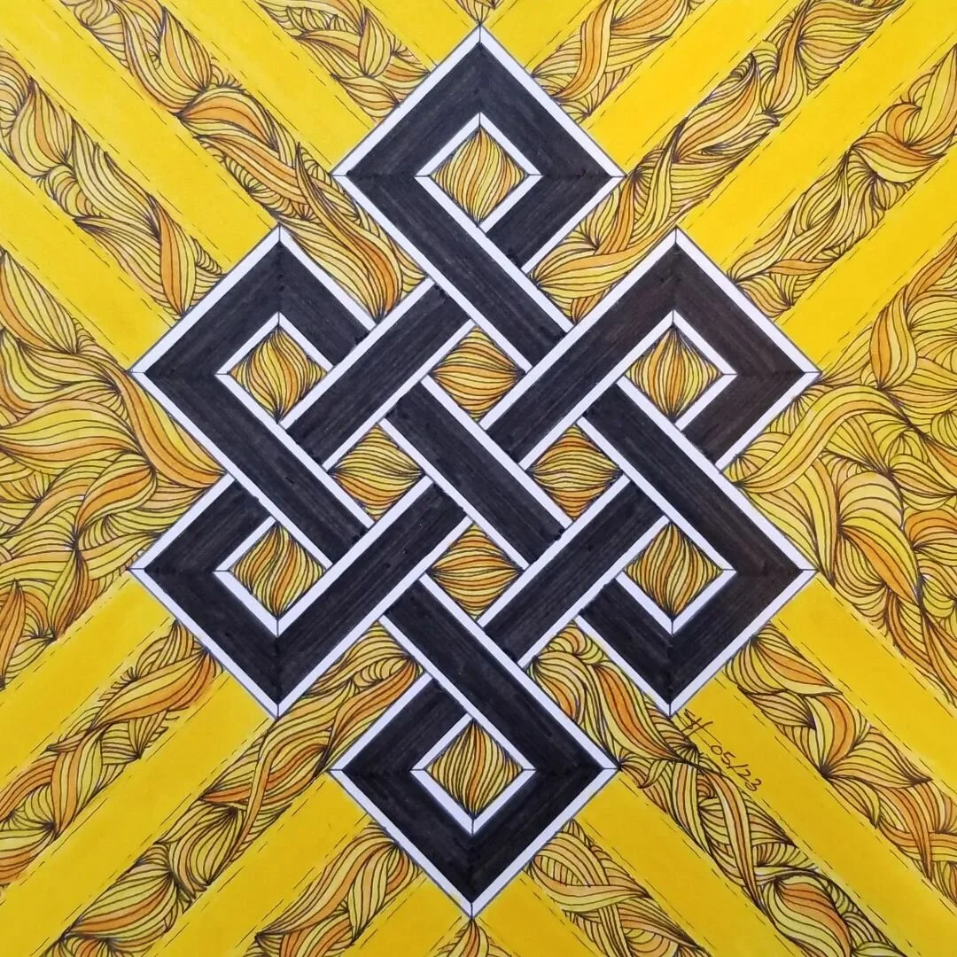The Endless Knot
This symbol represents the endless cycle of life and is a reminder that everything is connected - You, me, the Earth, your shoe strings, and even the delapidated barn out on that country side road you pass on your way to the farmer'