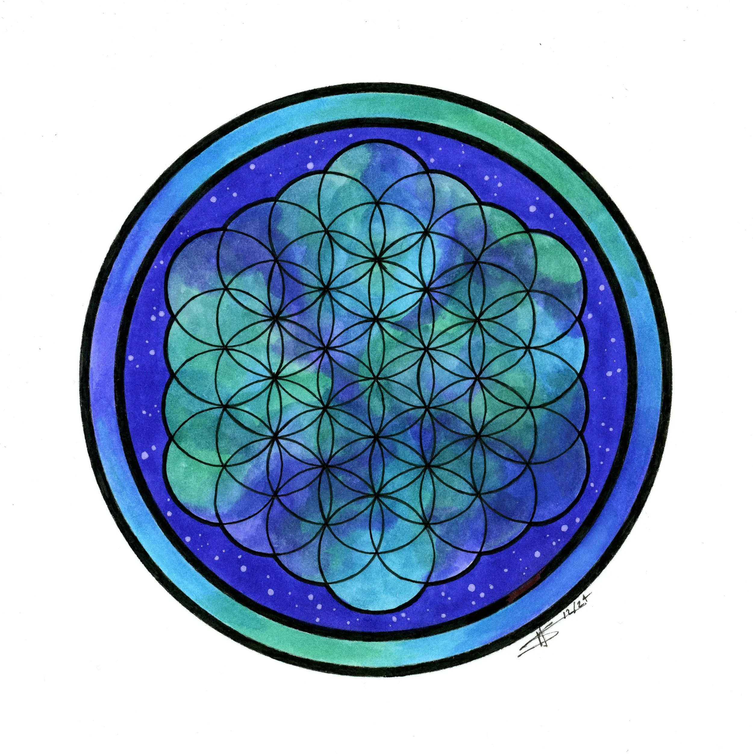 Wintery Flower of Life
Multimedia Paper, Pen&Ink, Marker | 
6x6in | $70