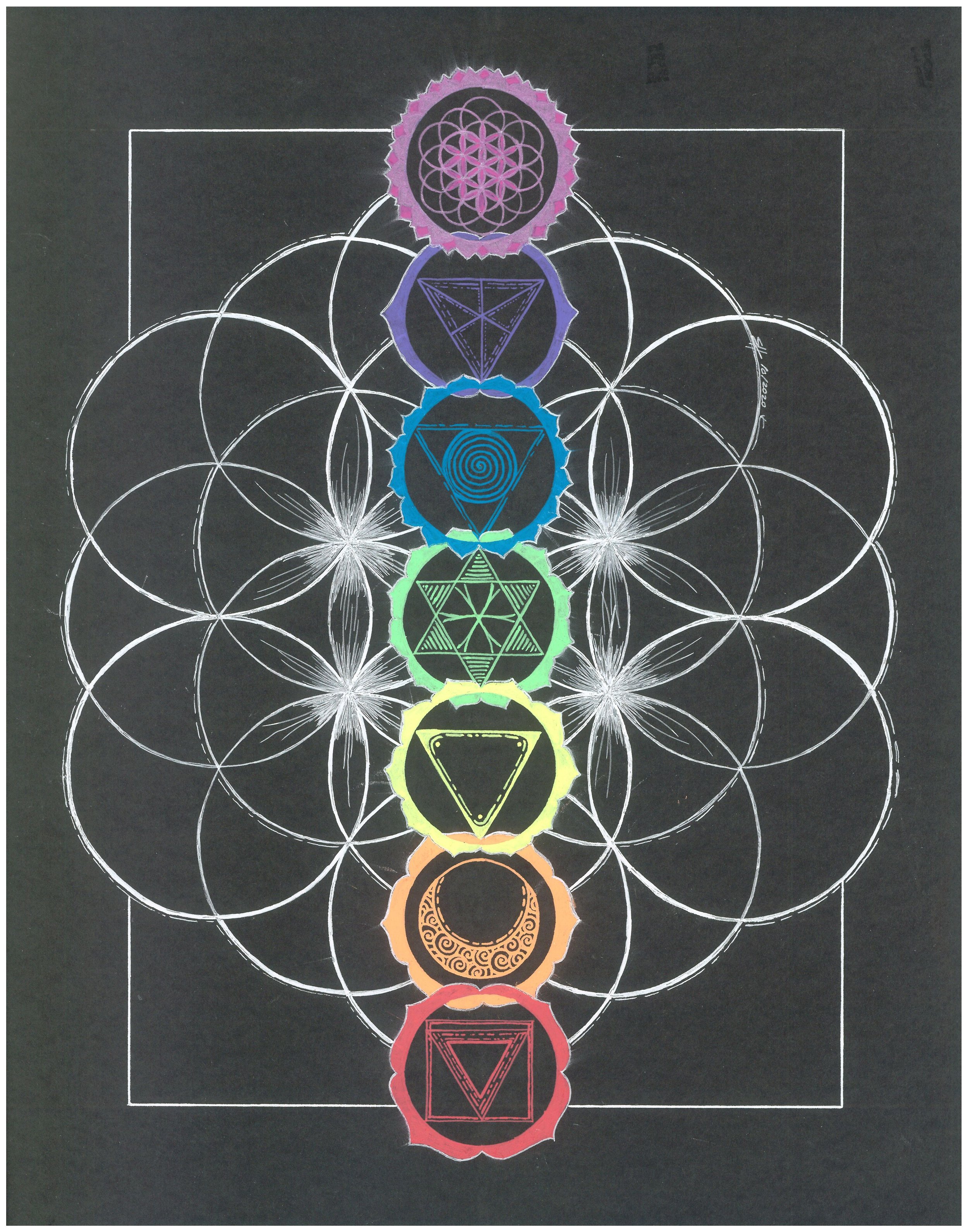 Chakra FOL
Mixed Media Black, Gel Pens | 
11x14in | $150