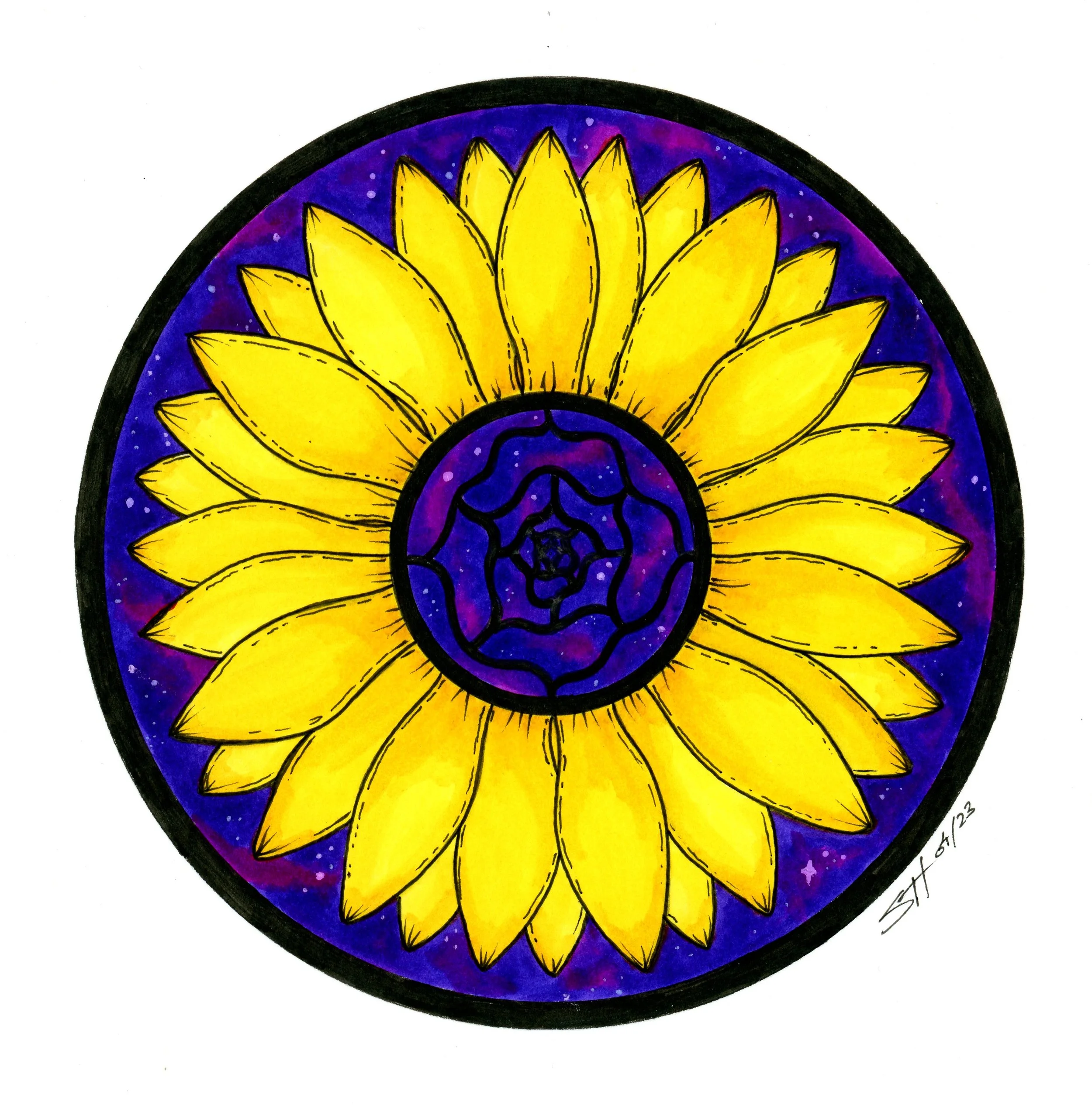 Cosmic Sunflower1
Multimedia Paper, Pen&Ink Marker |
6x6in | $75