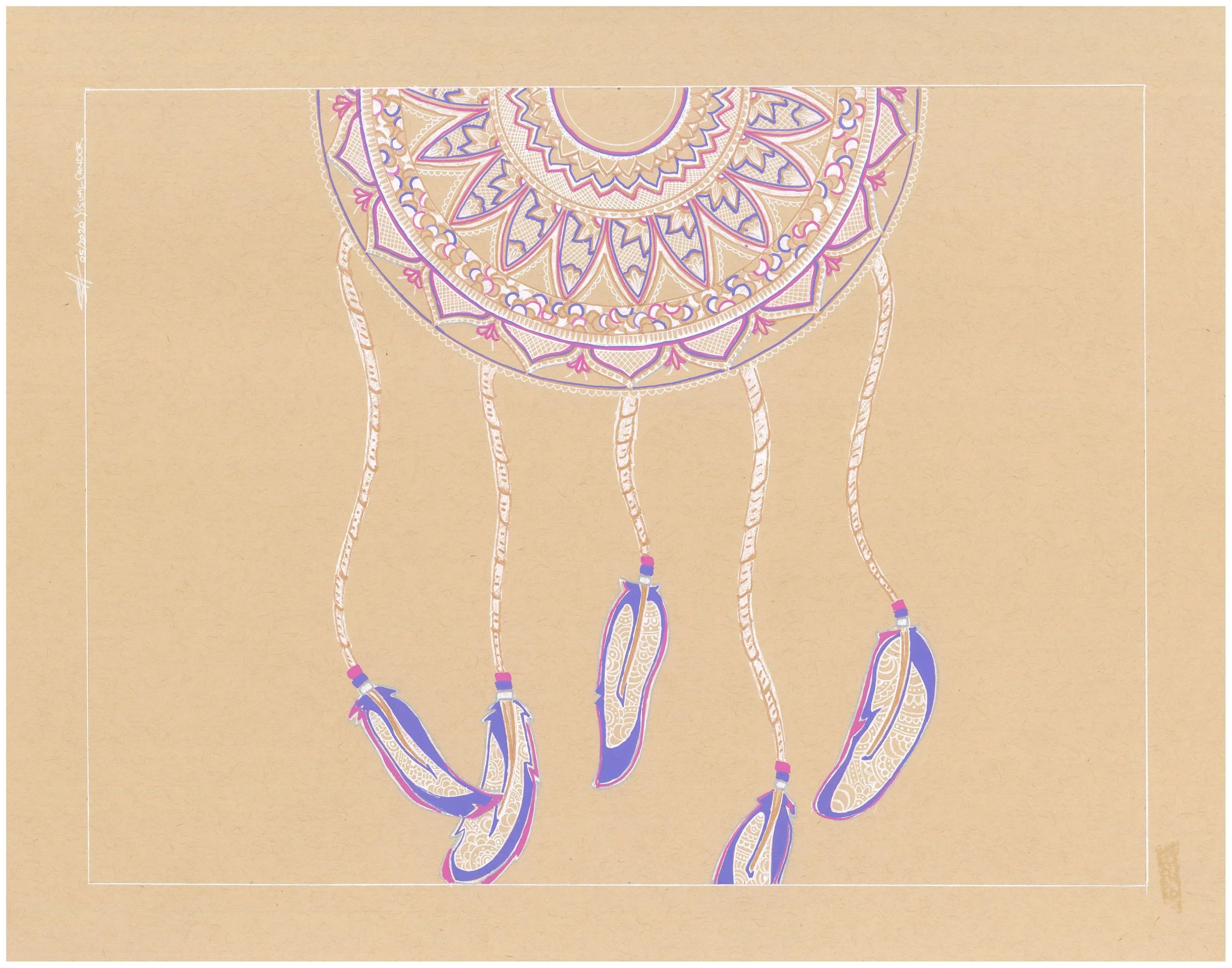 Dreamcatcher 
Mixed Media Tan, Gel Pens 
11x14in | $150