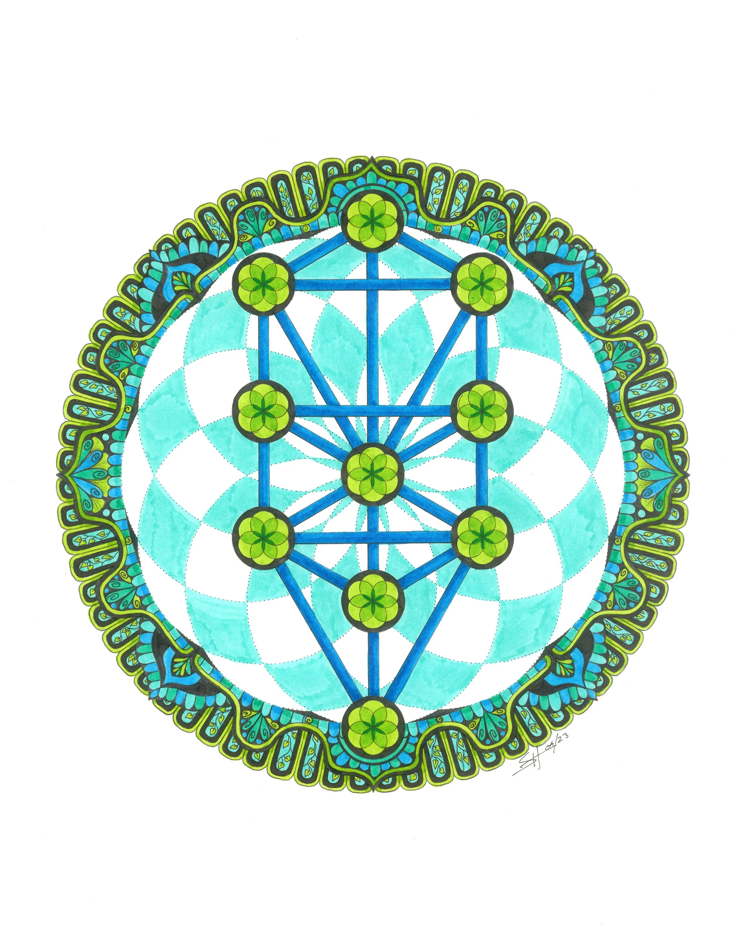 Tree of Life Kabbalah
Mixed Media Paper, Pen&Ink, Markers | 
14x11in | $170