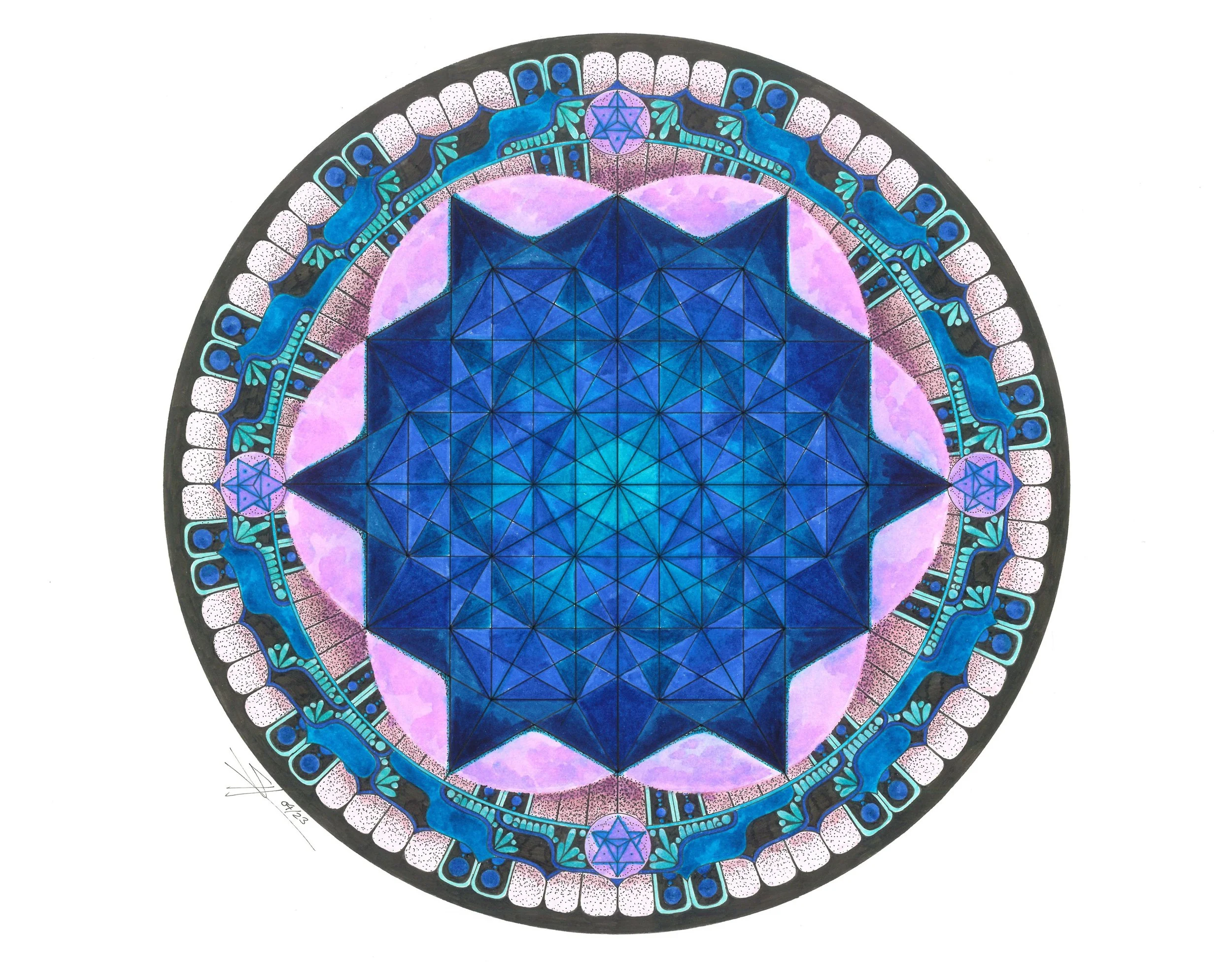 64 Pointed Star Tetrahedron Blue
Mixed Media Paper, Pen & Ink, Watercolour |
11x14in | $222