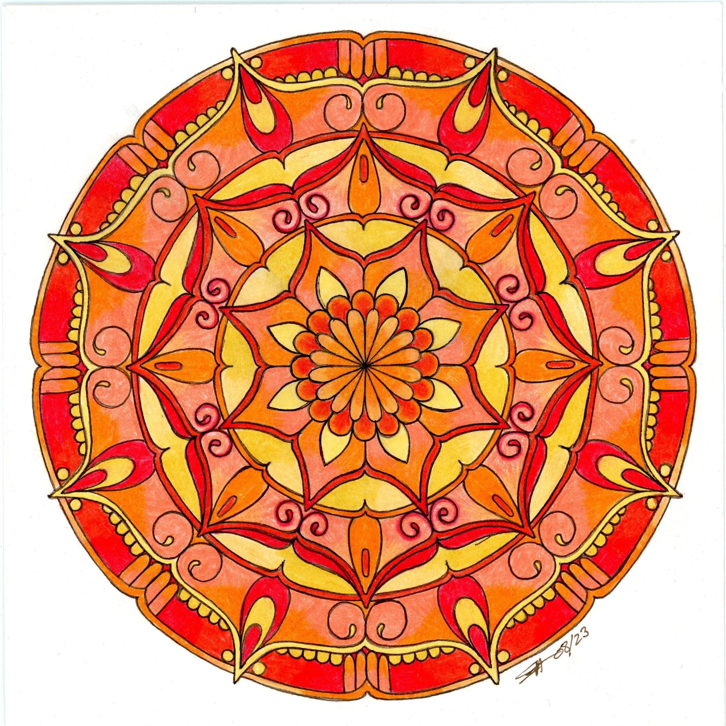 Sunny Mandala
Mixed Media Paper, Pen&Ink, Coloured Pencil |
6x6in | $60