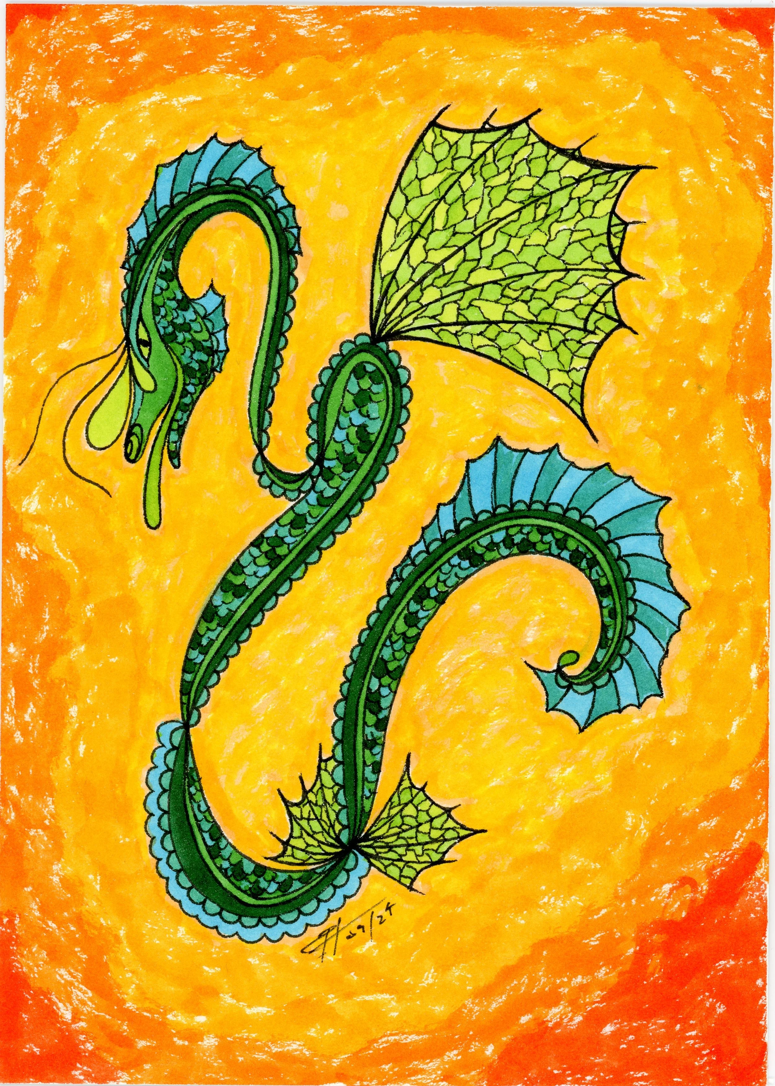 Blue Dragon
Watercolour Paper, Pen&Ink, Marker | 
7x5in | $45