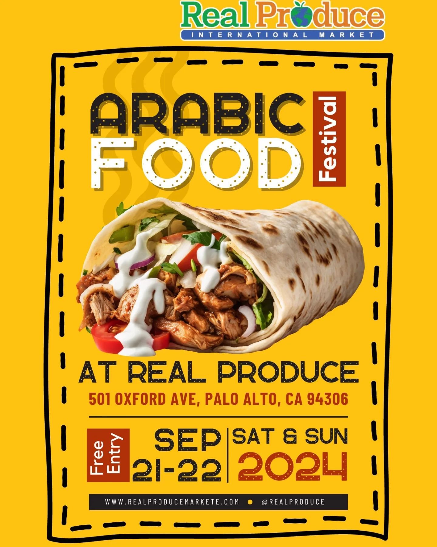 Savor the Flavors of the Middle East!&nbsp;🌟
Join us at Real Produce Market for the&nbsp;Arabic Food Festival&nbsp;on&nbsp;Sept 21-22. Dive into delicious Middle Eastern dishes like&nbsp;shawarma, kebobs, wraps,&nbsp;mezze, exquisite desserts&nbsp;a