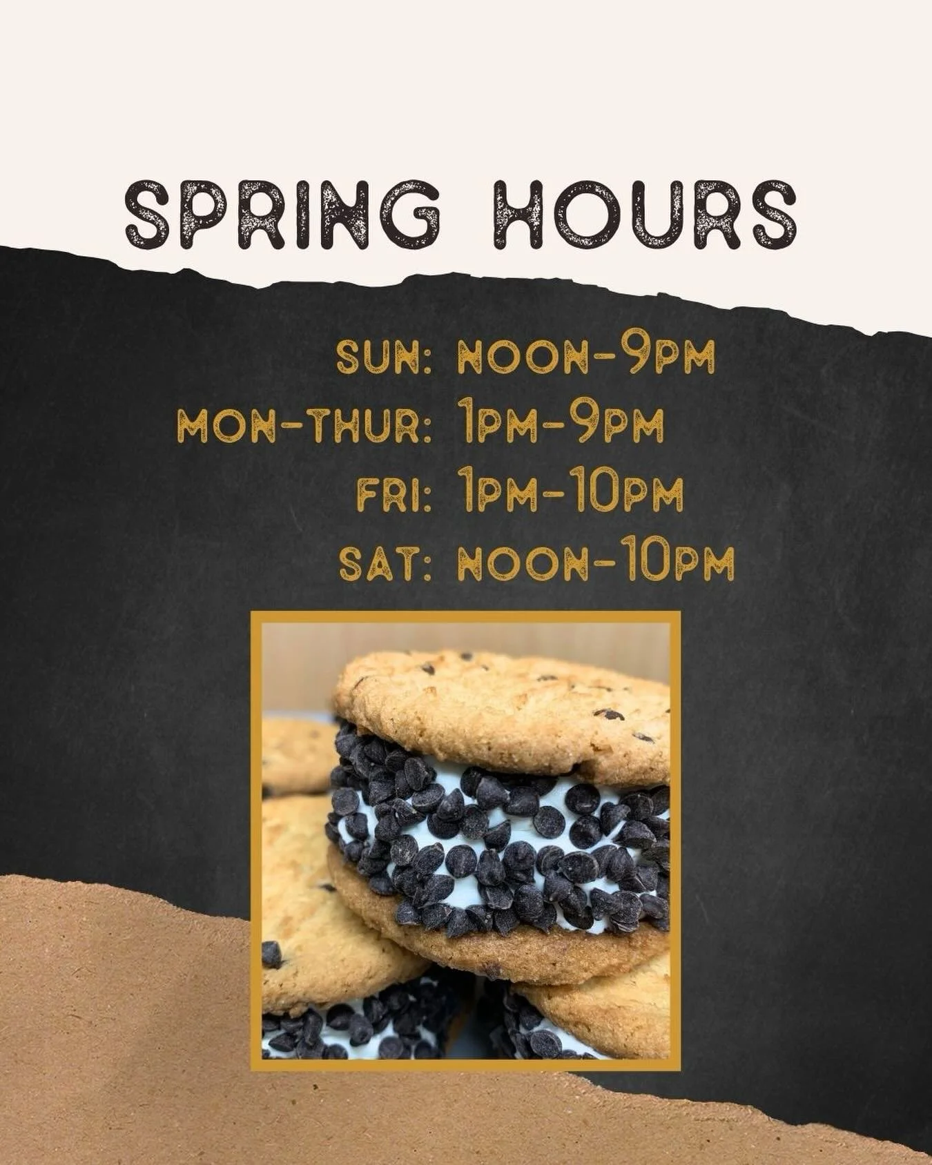 Our spring hours start tomorrow March 30! What does that mean? We&rsquo;ll be open 7 days a week!🙌 Yup, delicious ice cream any day of the week!
⠀⠀⠀⠀⠀⠀⠀⠀⠀⠀⠀⠀⠀⠀⠀⠀⠀⠀ 
⠀⠀⠀⠀⠀⠀⠀⠀⠀⠀⠀⠀⠀⠀⠀⠀⠀⠀
⠀⠀⠀⠀⠀⠀⠀⠀⠀⠀⠀⠀⠀⠀⠀⠀⠀⠀
⠀⠀⠀⠀⠀⠀⠀⠀⠀⠀⠀⠀⠀⠀⠀⠀⠀⠀

Come on by!
🌷Sun: Noon-9p