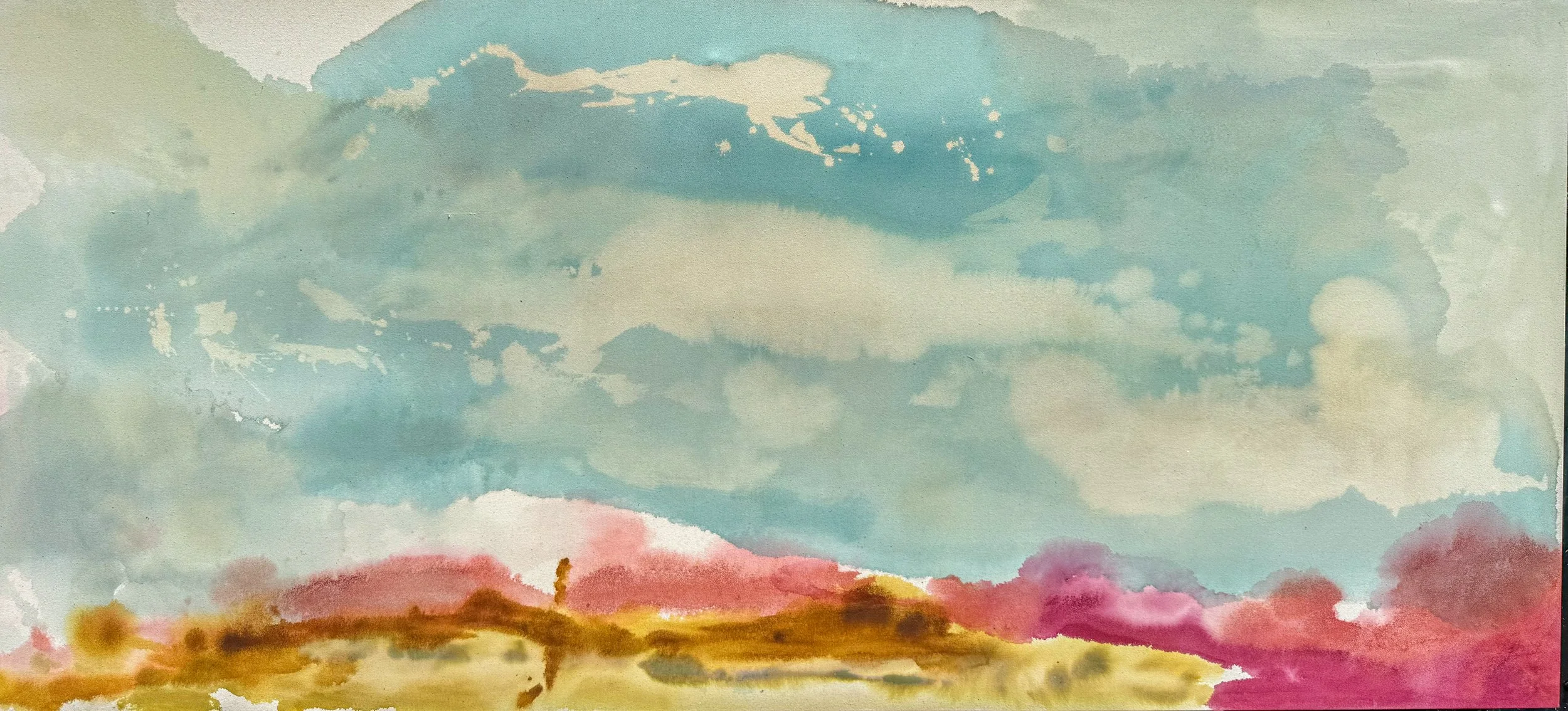 Hudson Landscape 2025 32 x 70 Mixed Media on Raw Canvas