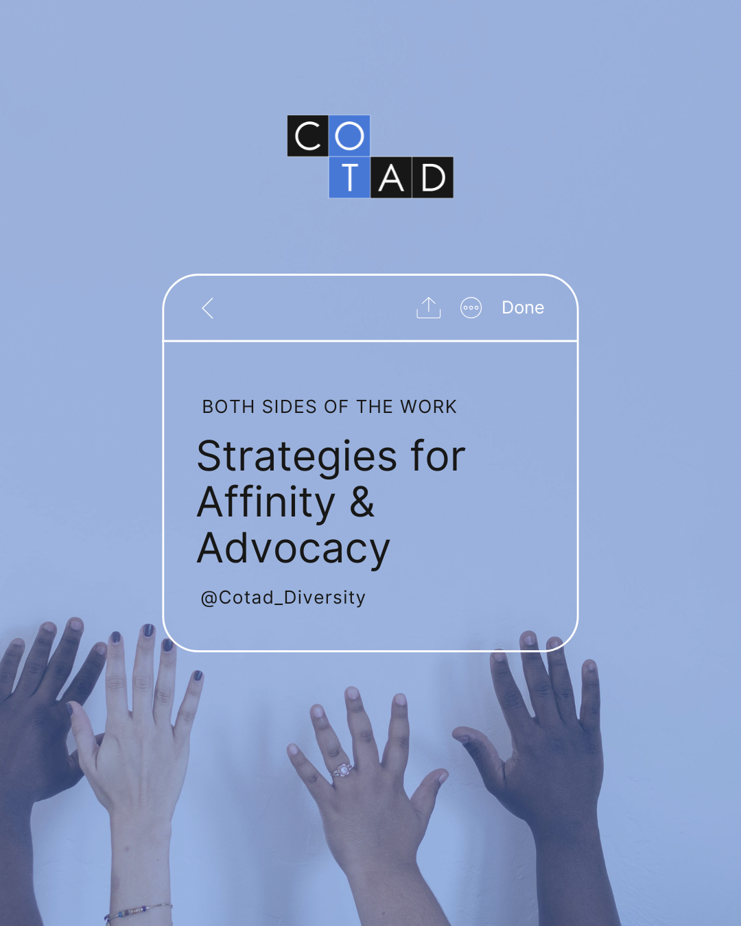 COTAD chats with @dejaneyclark, current co-chair of the National Comms Committee and previous @cotad_chapters leader about Chapters strategies for affinity and advocacy and the importance of both sides of the work.

Chapters be on the lookout for an 