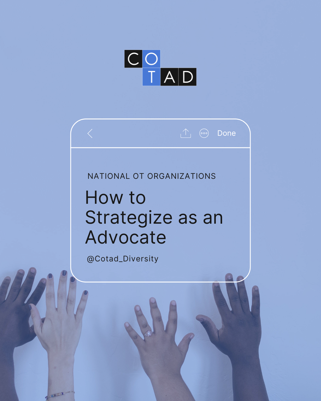 COTAD National Chair @ryan_lavalley talks through national OT organizations and the ways COTAD thinks about organizing with them. He talks through how to strategize when and who you talk to as an advocate and why knowing the system you are working in