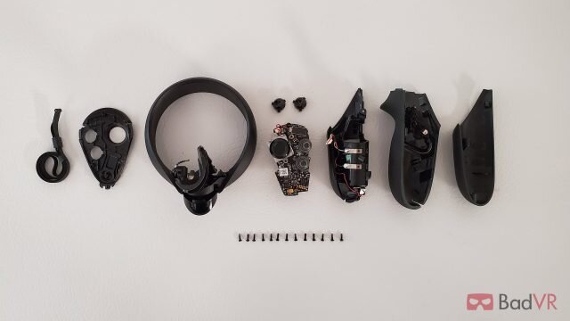  This photograph reveals the components inside a VR Touch Controller. 