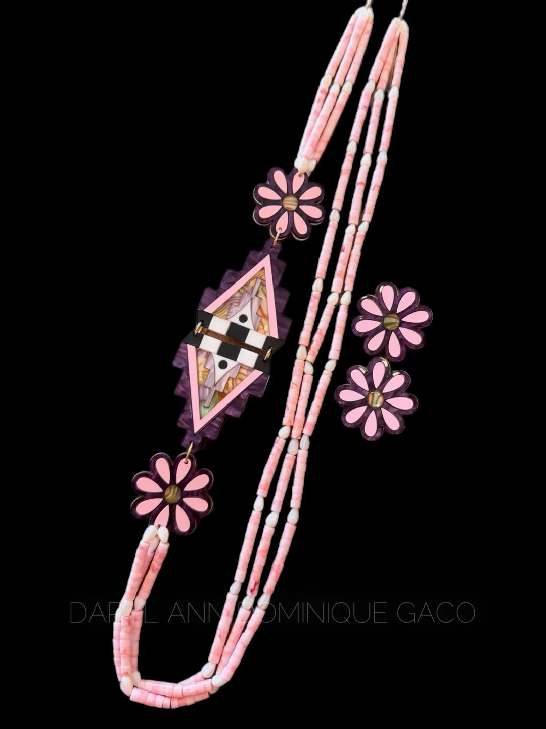 Rebel Tribe Heishi Block Statement Necklace w/Matching Earrings