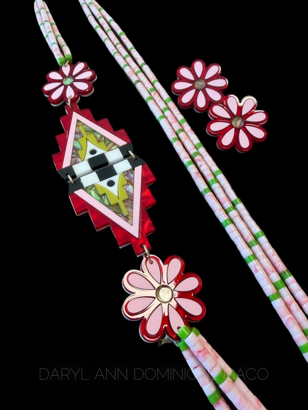 Rebel Tribe Heishi Block Statement Necklace w/Matching Earrings