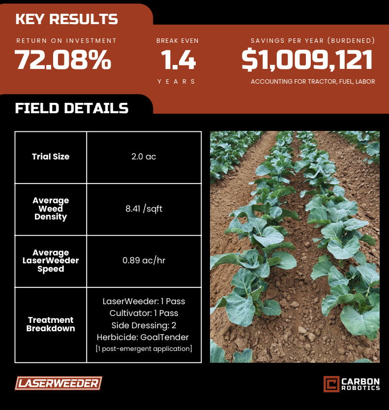 Conventional broccoli case study: key results and field details
