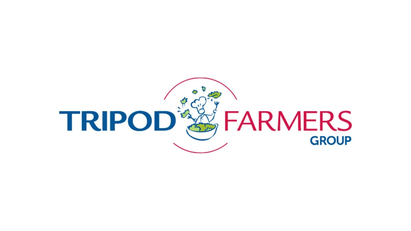 Logo of Tripod Farmers Group with a chef illustration stirring a bowl of produce.