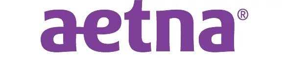 Aetna logo in purple text.