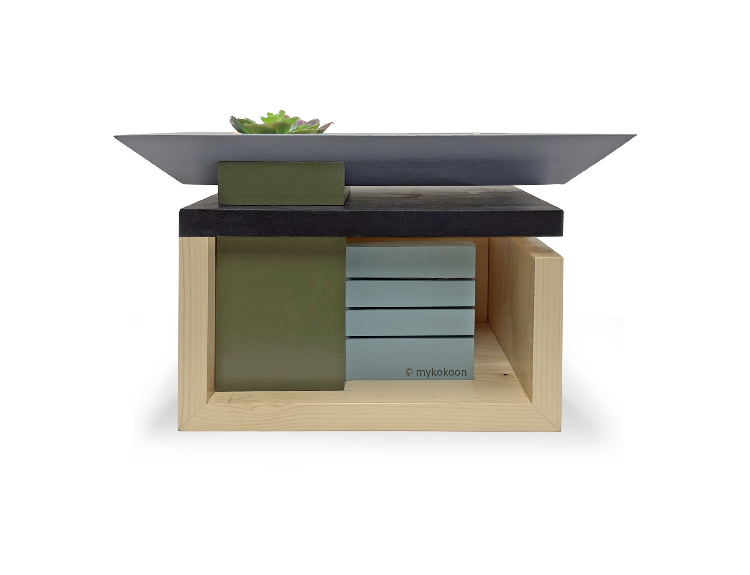 Minimalist Sculptural Birdhouse, Architectural Interior Decor, Heiwa