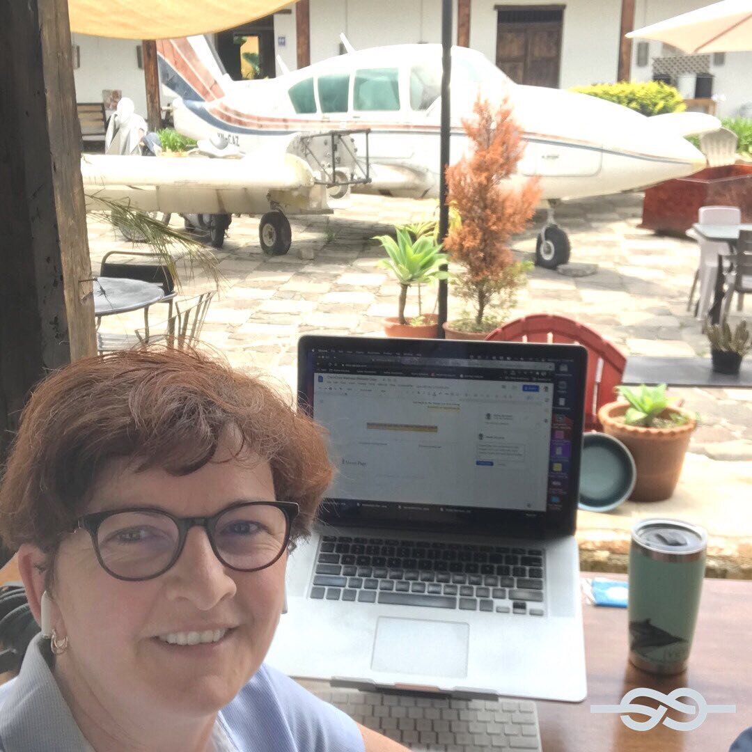 A typical day at the office. Right now, I&rsquo;m working on writing the website copy for a new client.

And yes, that&rsquo;s an airplane in the courtyard of the coworking space I frequent.

#anotherdayattheoffice #coworkingspace #impacthubantigua #