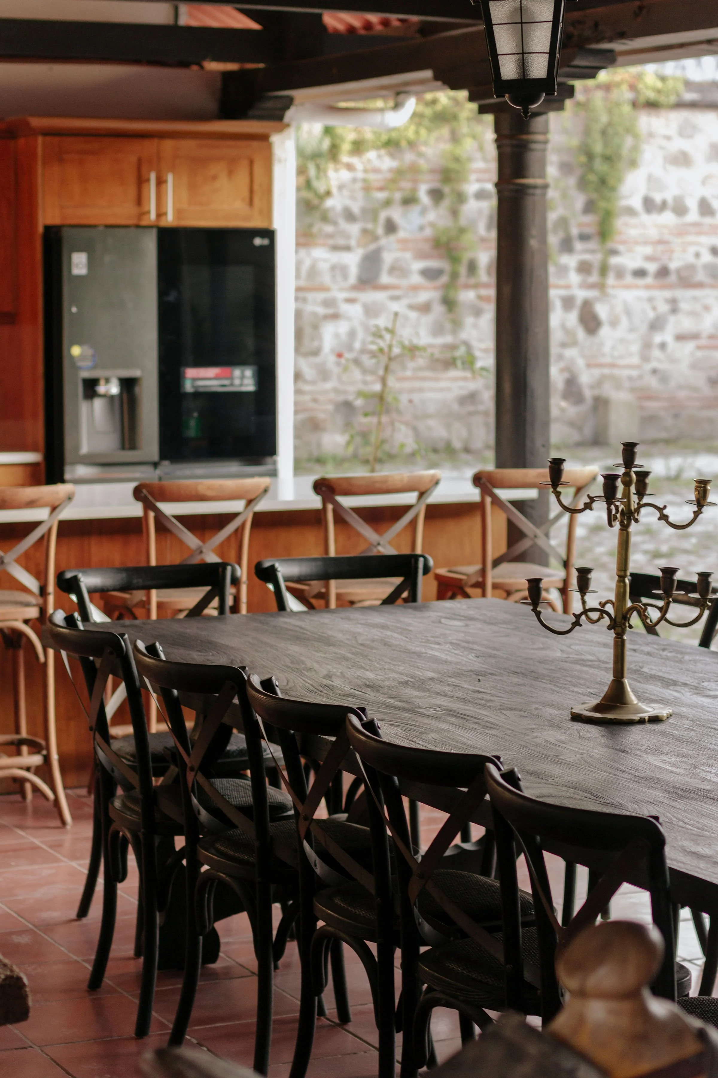 The outdoor dining area at Hacienda Belen