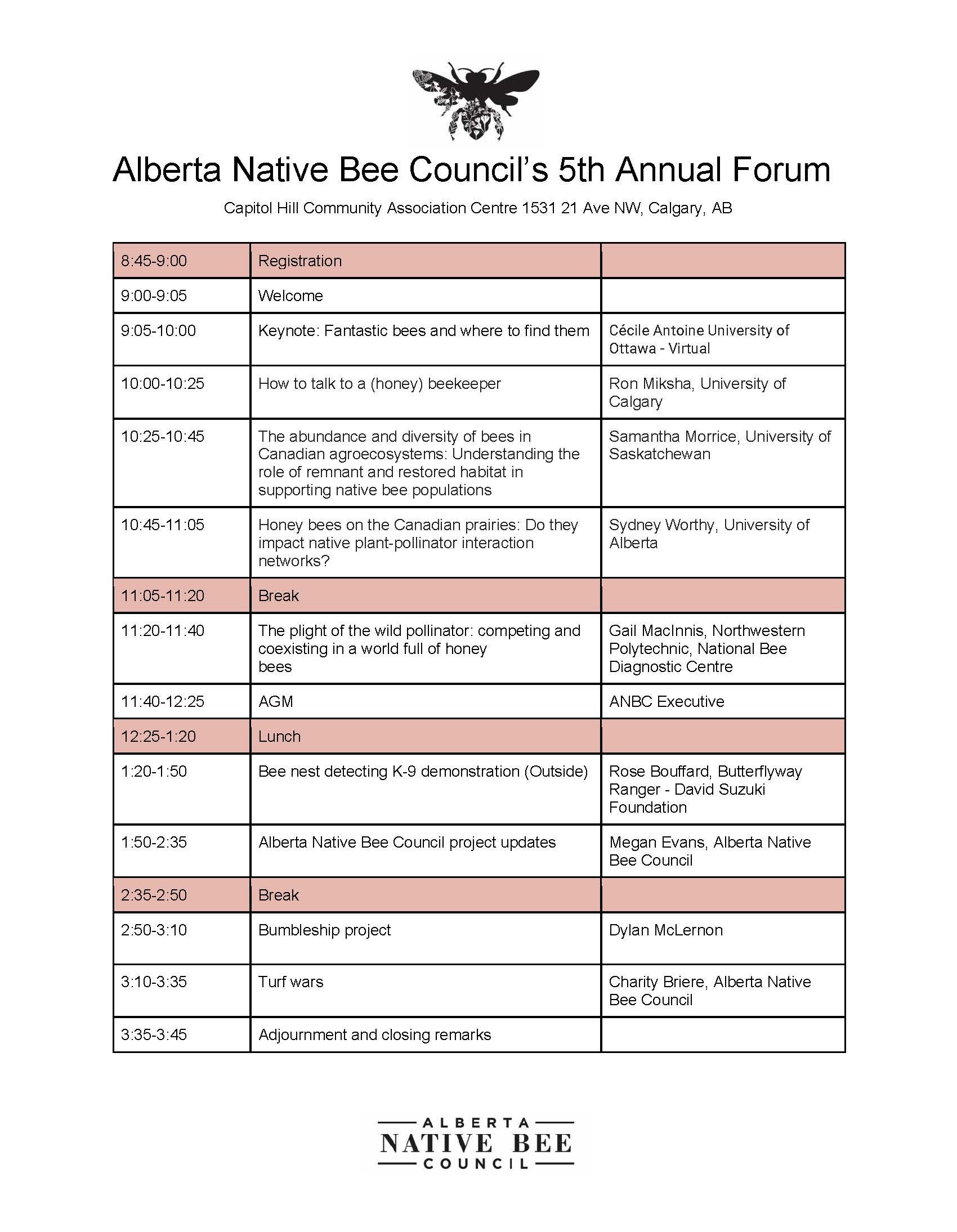 ANBC AGM & Bee Forum — Alberta Native Bee Council