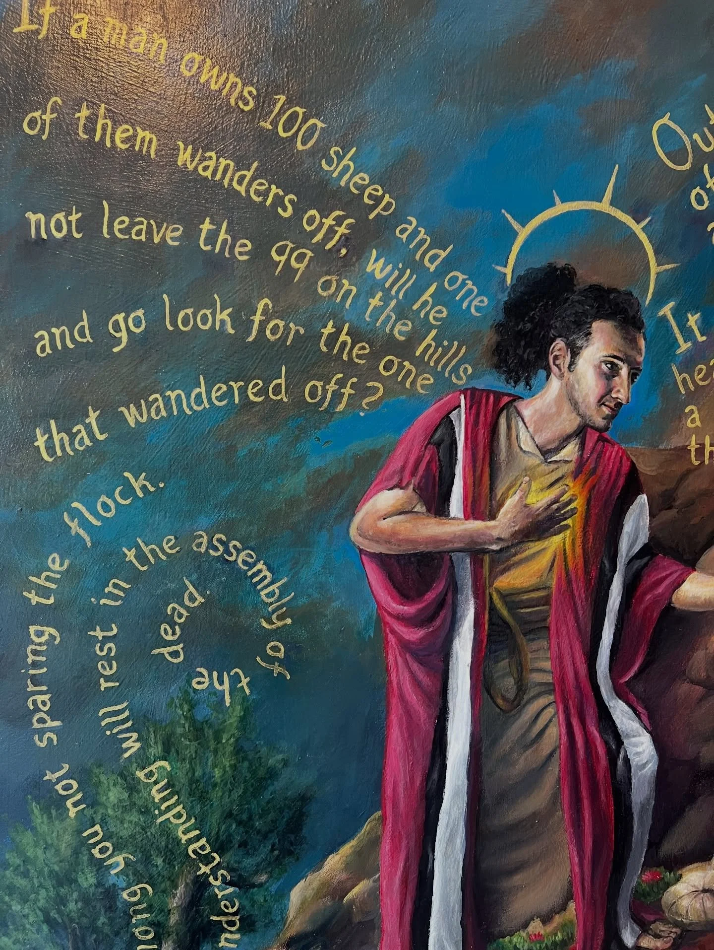 The power of the painting in both the details and the whole. Old Stories Made New opens today at @savagemysticart within @potentialist_workshop. Visit from 12pm - 11pm all weekend to see these gorgeous narrative paintings by @leelanierpaints.