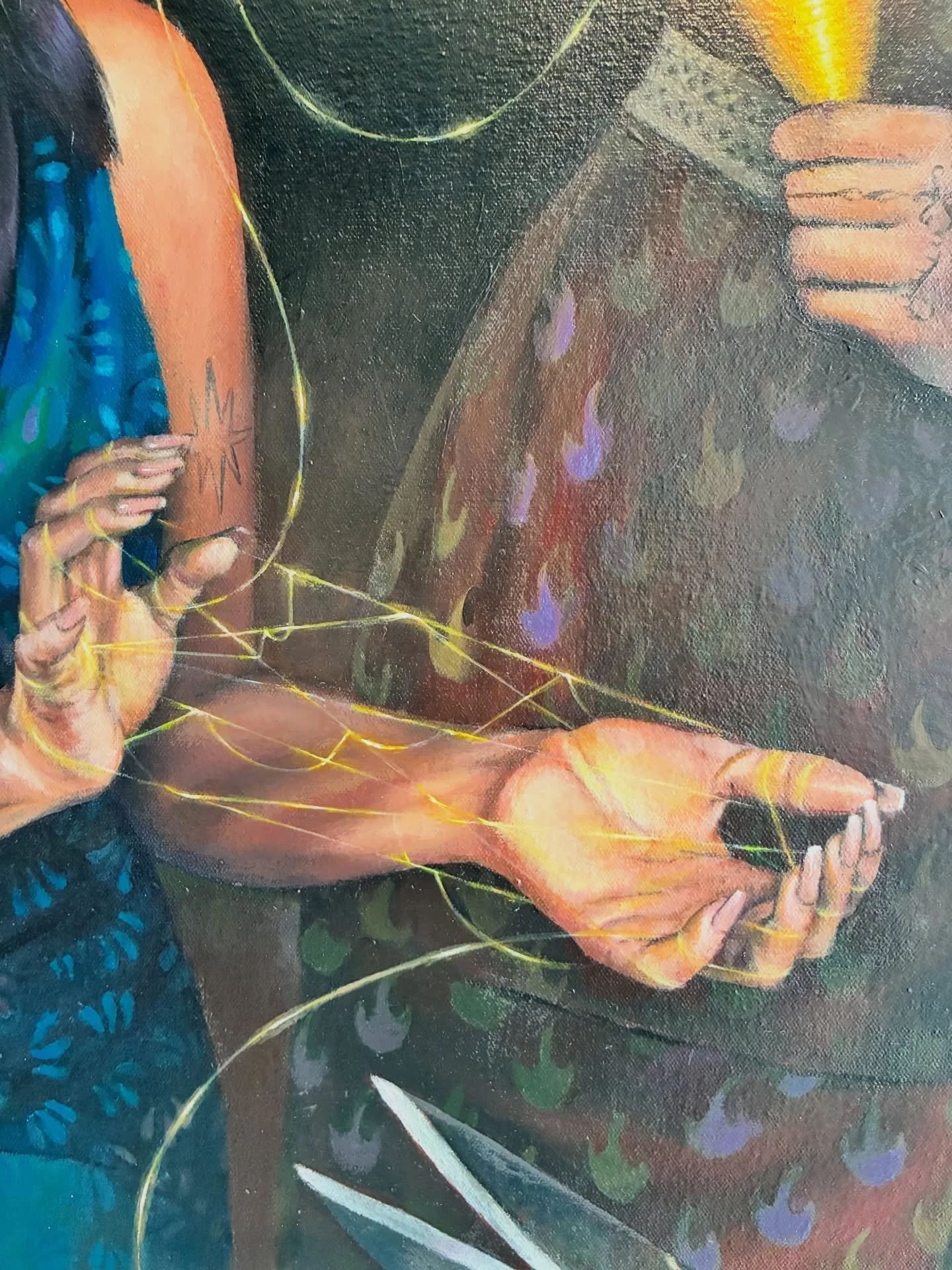 Weaving the threads of fate. 

View the works of @leelanierpaints this weekend during all of our special events with @potentialist_workshop including our @yelpreno elite tours and Fairy Fair! 🧚