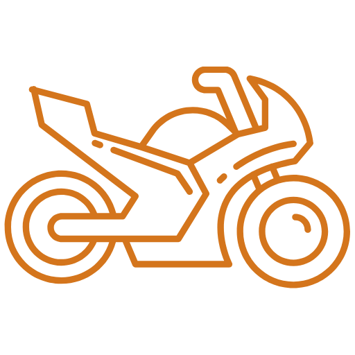 Line drawing of a futuristic motorcycle with angular design and exposed wheels.
