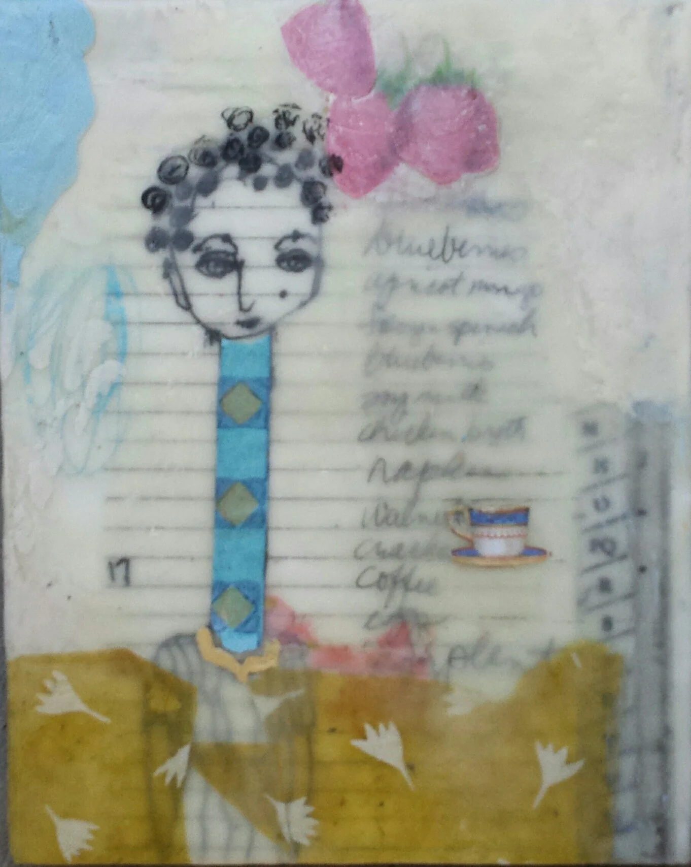 Start Of The Day. encaustic and mixed media, 10" x 8"