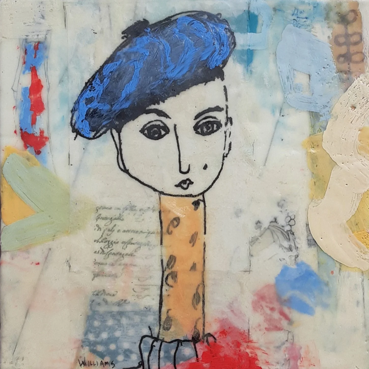 Directly, encaustic and mixed media, 12" x 12"