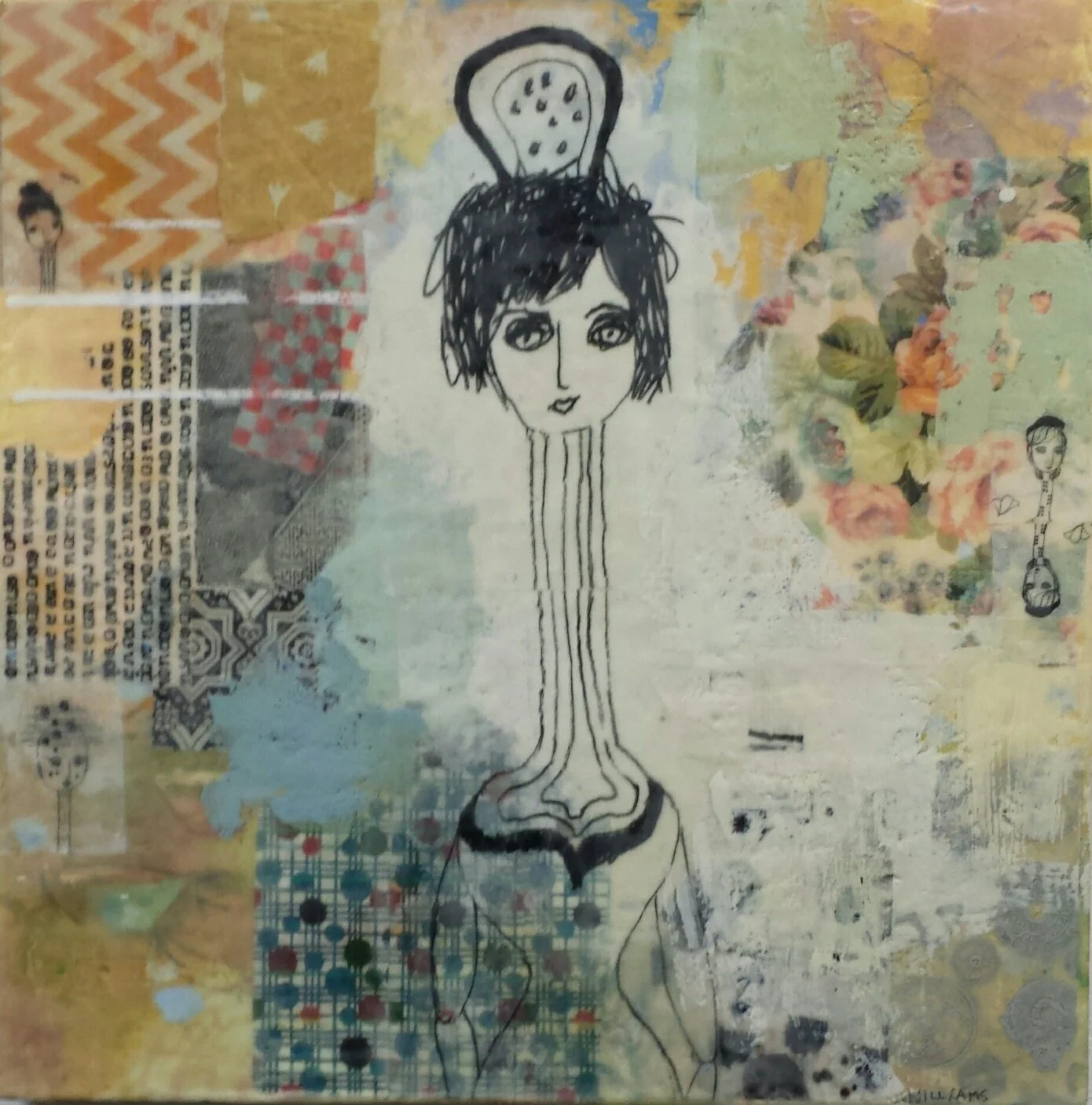 Compatible, encaustic and mixed media, 30" x 30"