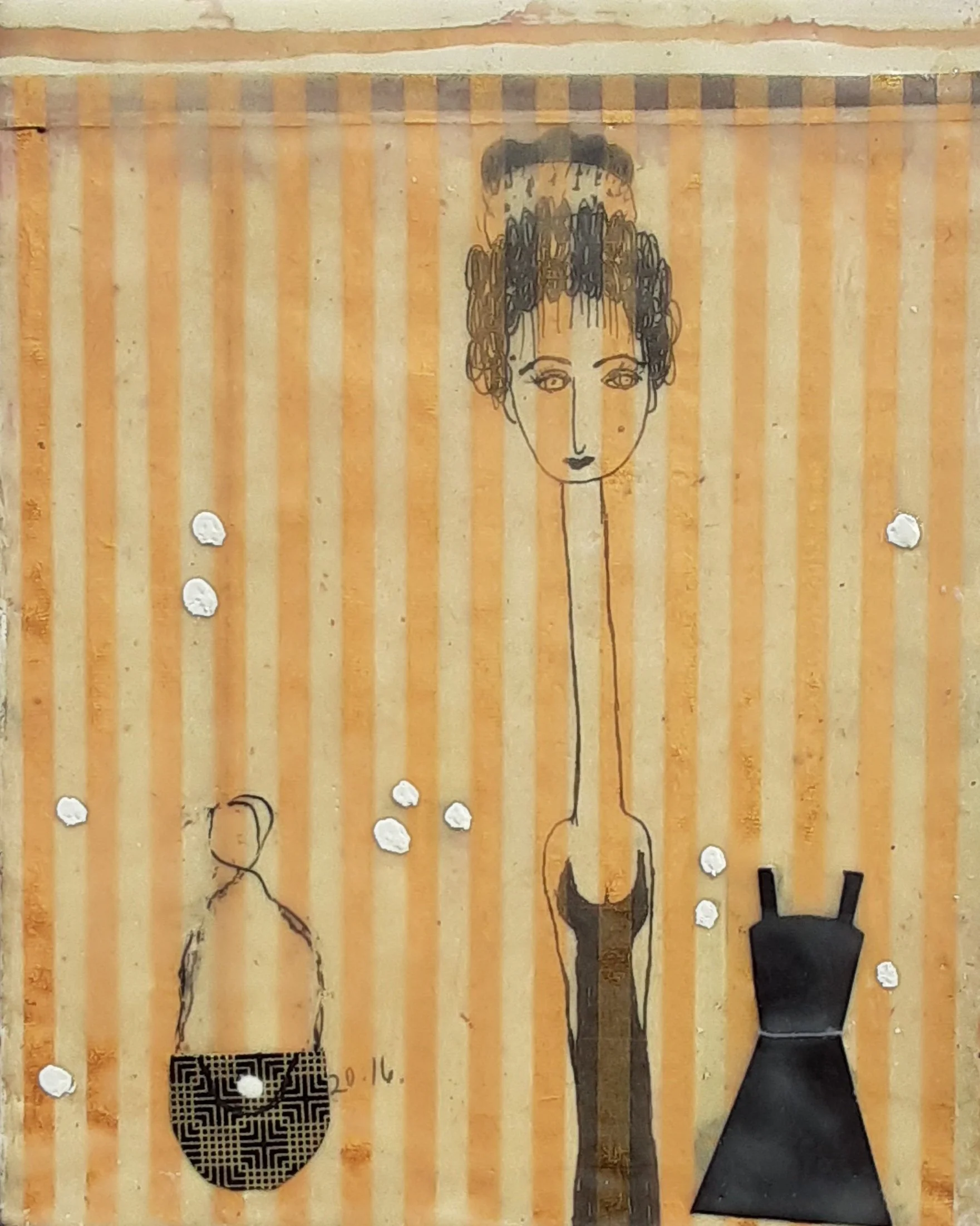 Evening, encaustic and mixed media, 10" x 8"